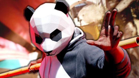 A The Finals player in a panda mask, celebrating The Finals beta rewards.