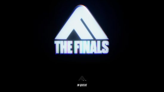 The Finals server status: A black screen showing The Finals logo and "in queue" text.