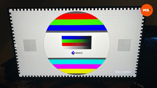 LG 4K monitor displaying a color sharpness image