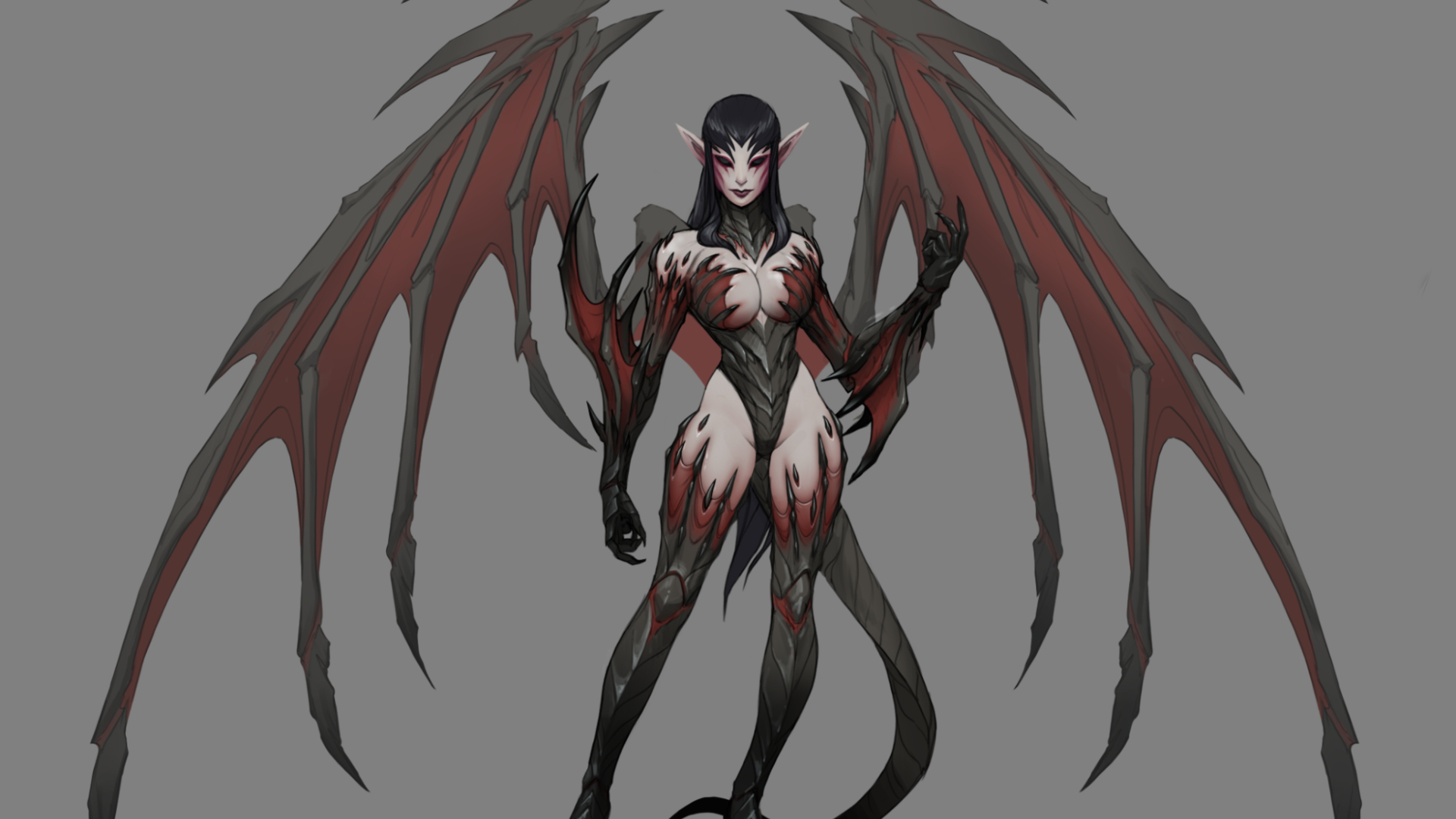 La nueva enemiga súcubo de V Rising, una mujer con alas de murciélago y ropa roja y negra