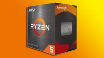 AMD Ryzen 5 5600X Black Friday Amazon deal: a silver and orange box reading 'RYZEN' appears against an orange background.