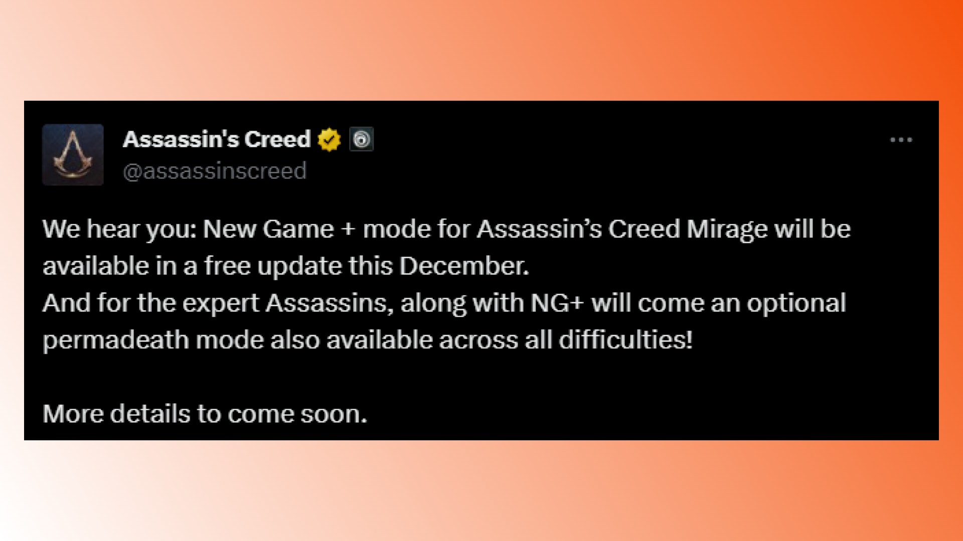 Assassin's Creed Mirage New Game Plus: A tweet from Ubisoft regarding RPG stealth game Assassin's Creed Mirage