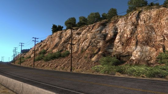 A shot of a visually improved mountain range in ATS