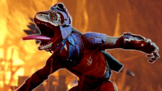 A lizard bears its teeth and tongue in Avowed, which is coming to Game Pass on day one.