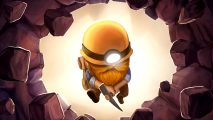 Below the Stone - A bearded dwarven miner in a yellow helmet pickaxes their way through a wall in this new Steam roguelike game.