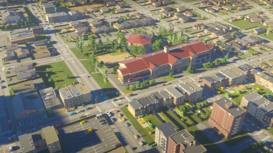 Cities Skylines 2 mods: A small section of a big town in Paradox and Colossal Order city building game Cities Skylines 2