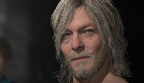 a close up of Norman Reedus in Death Stranding 2
