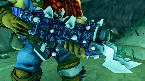Deep Rock Galactic Weapon Maintenance-Lackierungen – Eine Blitztarnung für eine Waffe, die durch das Waffenbeherrschungssystem des Spiels erworben wurde.