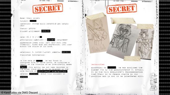 GameFuna ARG - A compiled image of the secret, redacted document for an employee known as 'Craig' seen in glimpses throughout an advert for the 'GameFuna Adbot,' part of a new game teaser from Inscryption creator Daniel Mullins. Image collated by Discord user 'KaraTutiiro.'