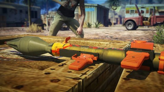 An RPG lying on top of some boxes is one of the GTA 6 weapons and guns we'd love to see.