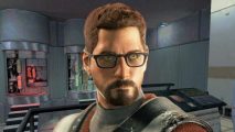 Half-Life player count: a man with brown short hair and a beard with black glasses