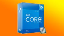 Intel Core i5 12600KF Black Friday deal: a blue Intel Core box appears against an orange background.