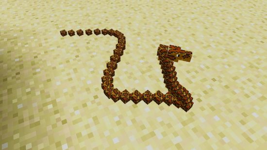 A snake on a beach in the Minecraft Mo' Creatures mod.