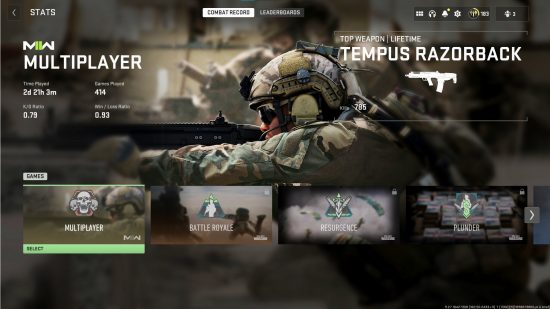 A screen showing Modern Warfare 2 stats ahead of the release of Modern Warfare 3.