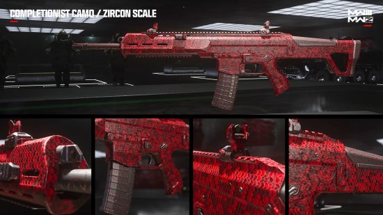 Five different views of the MWZ Zircon Scale camo in MW3.