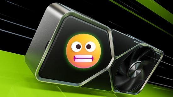 An image of the shocked Microsoft Teams emoji on an RTX 4070 GPU.
