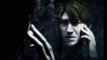 Silent Hill 2 Remake, with James looking in a mirror, a grim look on his face.