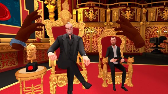 Taskmaster VR: two men sit on thrones.