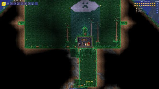 Best Terraria mods: a crossection of a house in the middle of the woods.