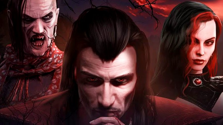 Vampire Dynasty - Three vampires stand together, looking sinister.