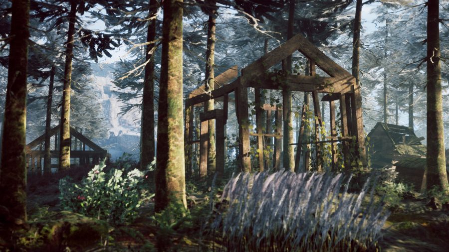 Winter Survival - A basic wood cabin in a forest.