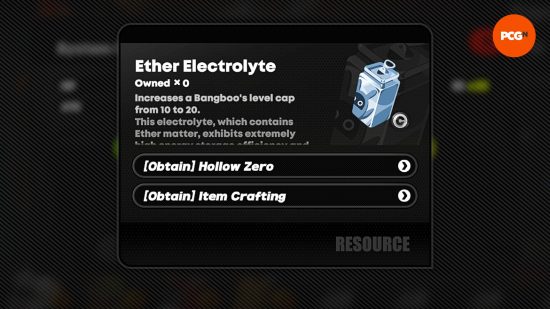 An in-game image of the Ether Electrolyte, one of the upgrade materials for Zenless Zone Zero Bangboos.