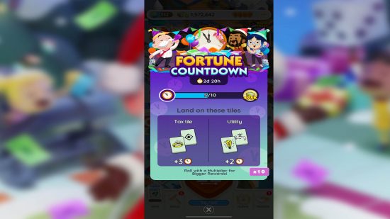 An infographic showing how to earn points in the Monopoly Go Fortune Countdown event.