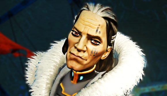 Subnautica 3 early access: A person with grey braided hair and an elderly appearance stares ahead, their eyes brown and black face paint streaks on one side of their head