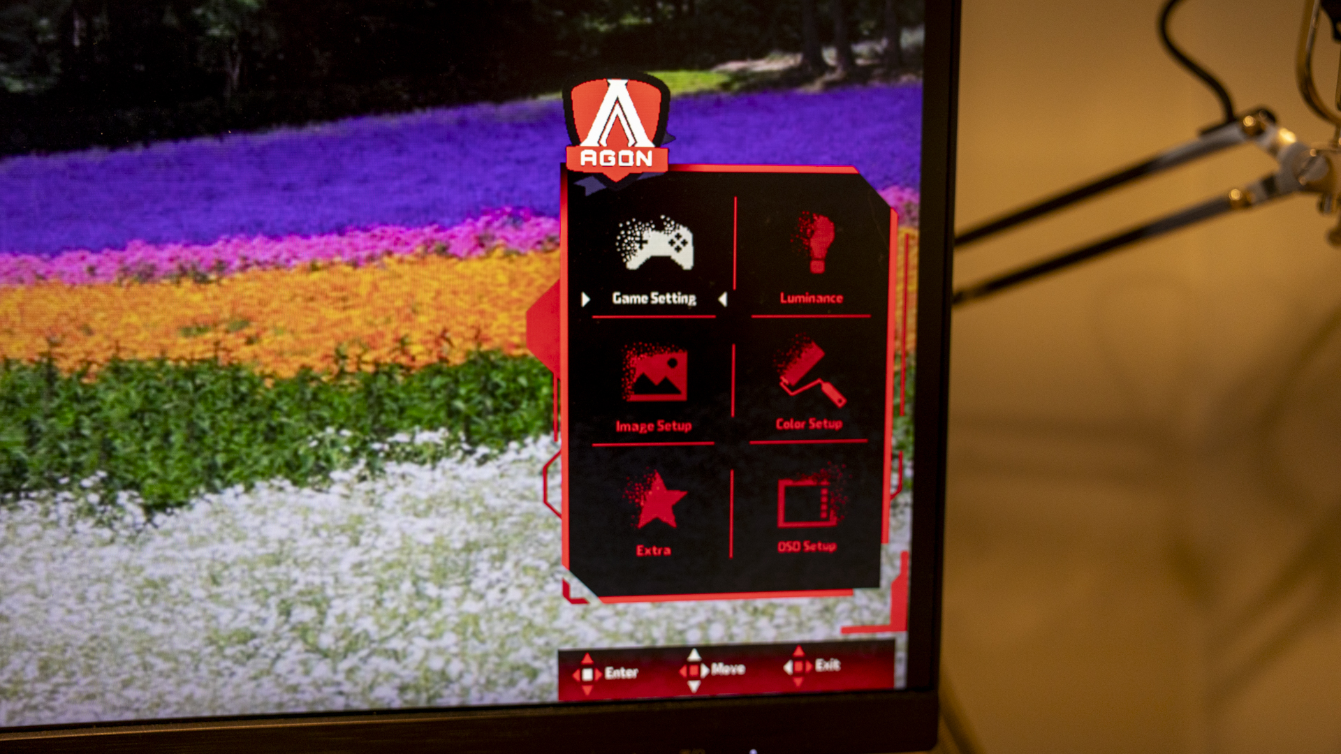 The menu of the The AOC Agon AG493UCX2 monitor