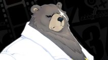 Best Ben Zenless Zone Zero build: Ben, a big grey bear in a white Gi with a scar over one eye.