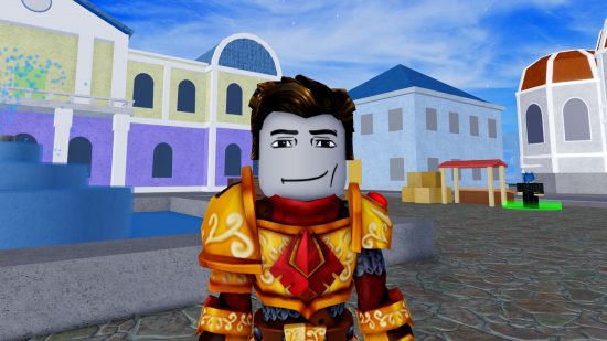 A Roblox character in Blox Fruits looking toward the camera.