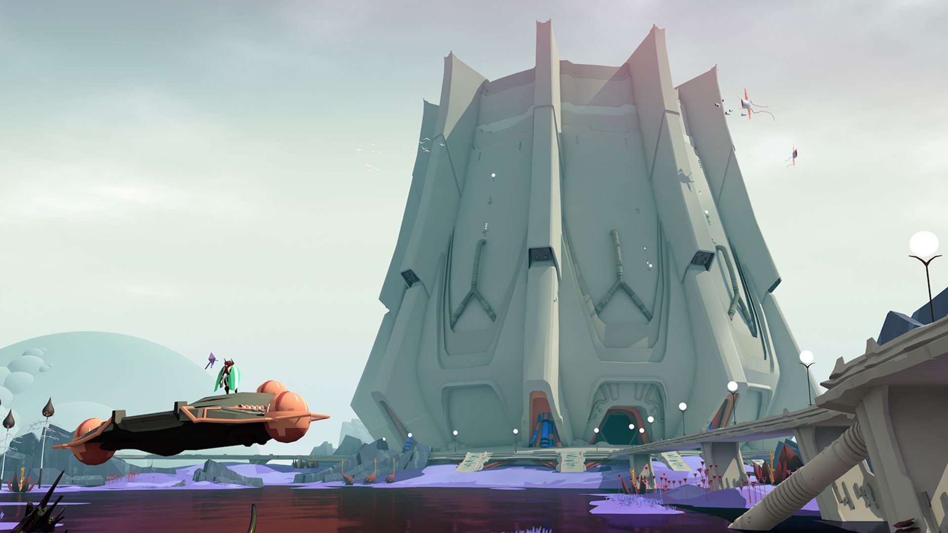 PC games of the year 2023: An insect standing on a ship looking over a vast sci-fi structure.