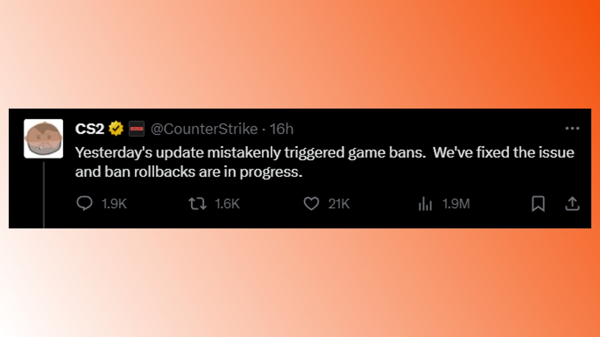 Counter-Strike 2 ban wave: A comment from Counter-Strike 2 Twitter about VAC bans in CS2