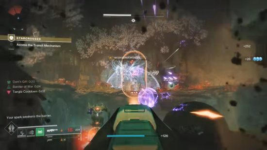 Destiny 2 starcrossed wish keeper exotic mission: a miniboss guards a shield
