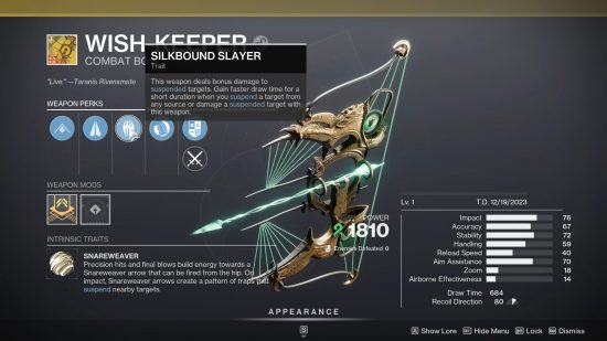 Destiny 2 starcrossed wish keeper exotic mission: the wish keeper bow