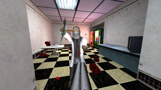 Dusk HD free update: a man in a lab coat in a break room