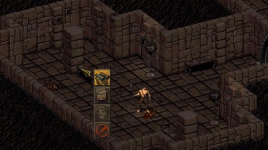 Fallout inspiration: The player looting a corpse in Fallout 2