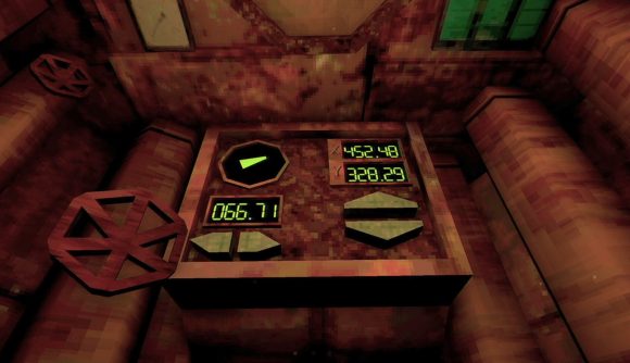 Iron Lung Steam price increase: a brownish console with green lights and numbers on it
