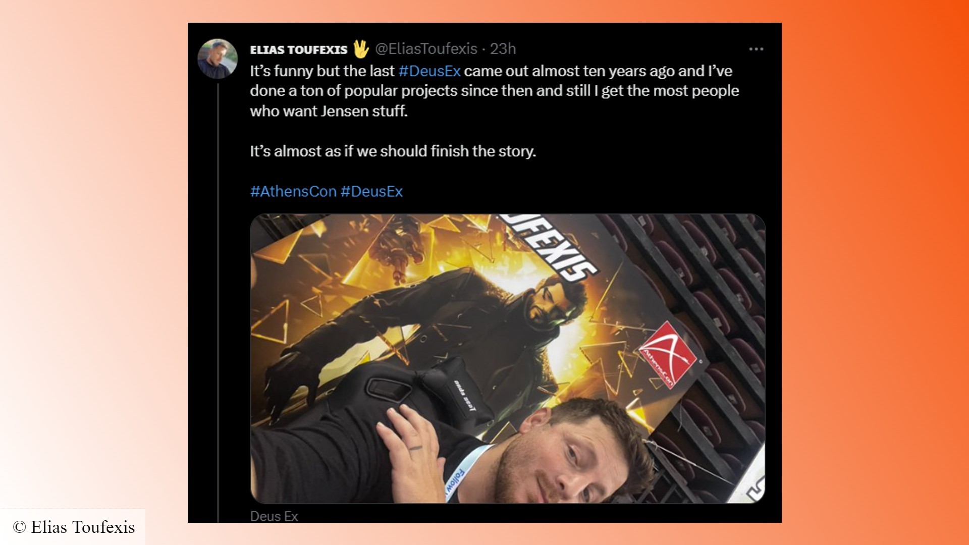 New Deus Ex game: A tweet from Elias Toufexis, voice actor for Adam Jensen in Deus Ex