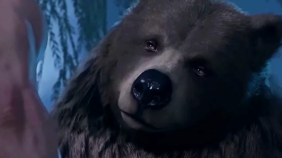 이제 악명 높은 Baldur's Gate 3의 곰 컷신에서 Halsin은 곰 형태로 Astarion을 향해 히죽히죽 웃는 것처럼 보입니다.