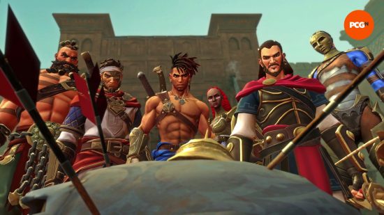 Prince of Persia The Lost Crown preview: The Immortals gather around a fallen soldier as they enter Mount Qaf for the first time.