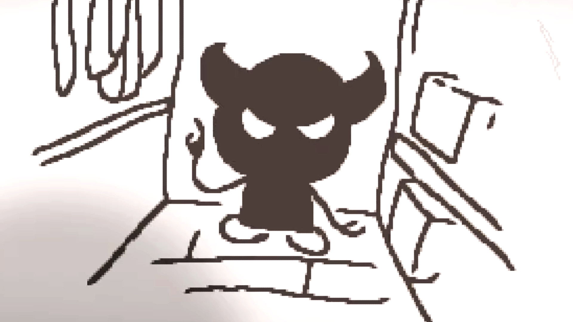 The Binding of Isaac Rebirth - A shadowy, horned figure stands in a small room.