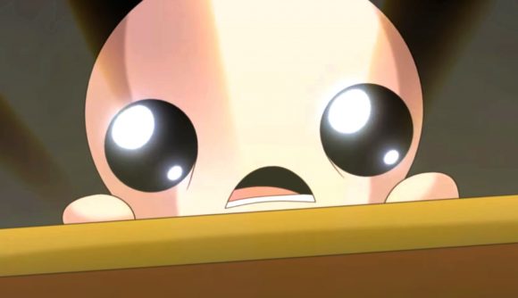 How to join The Binding of Isaac Repentance multiplayer beta - Isaac, a young child, looks with awe into a golden chest, light flooding over his face.