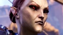 The Elder Scrolls Online is "massively successful" as it celebrates ten years in 2024 - A dark elf with deep red eyes.