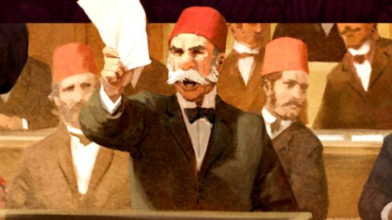 Victoria 3 roadmap details free updates for Paradox grand strategy game amid struggling Steam reviews - A man in a black suit and red hat with a white moustache holds up a sheet of paper, while shouting.