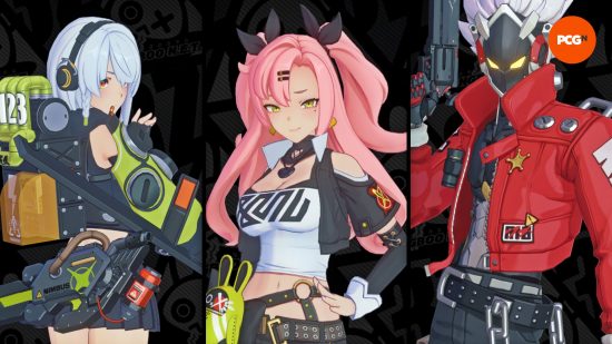 Zenless Zone Zero team comps: Anby, Nicole, and Billy as they appear on the character selection screen.