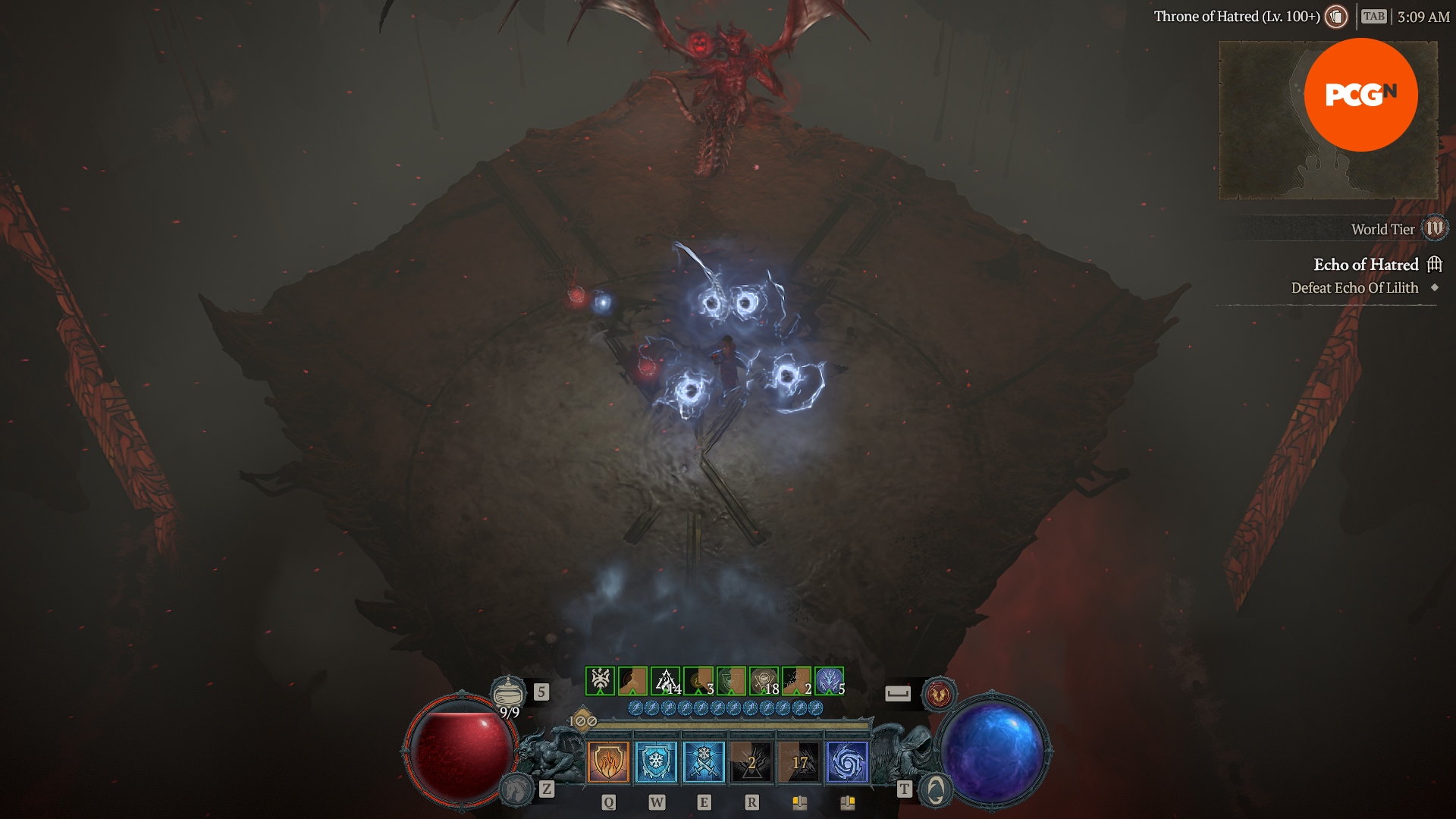 Diablo 4 sorcerer using ball lightning against Uber Lilith