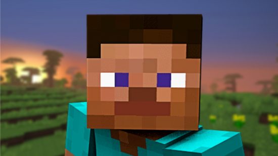Minecraft Jack Black: A blocky voxel-like character wearing a turquoise shirt with dark blue eyes stares ahead, grassy plains behind him