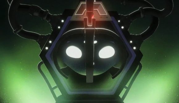 Airhead is a new Steam game with Metroidvania puzzle-based exploration - A head-shaped figure with bright eyes is dropped into a machine by a large claw.