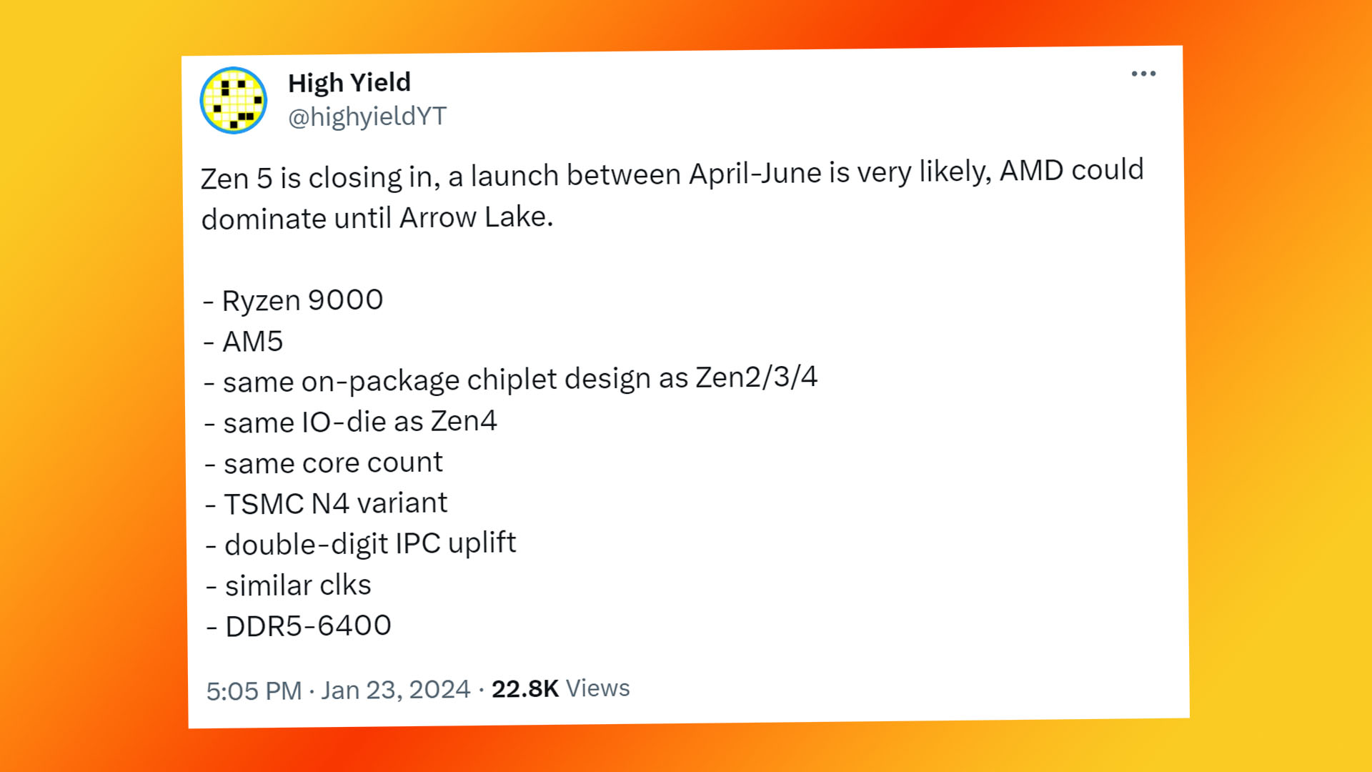 AMD Ryzen 9000 release date: High Yield tweet